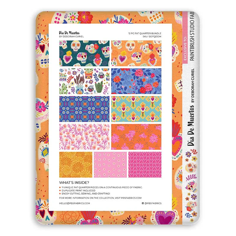 Lienzo Día de Muertos con 12 Fat Quarters