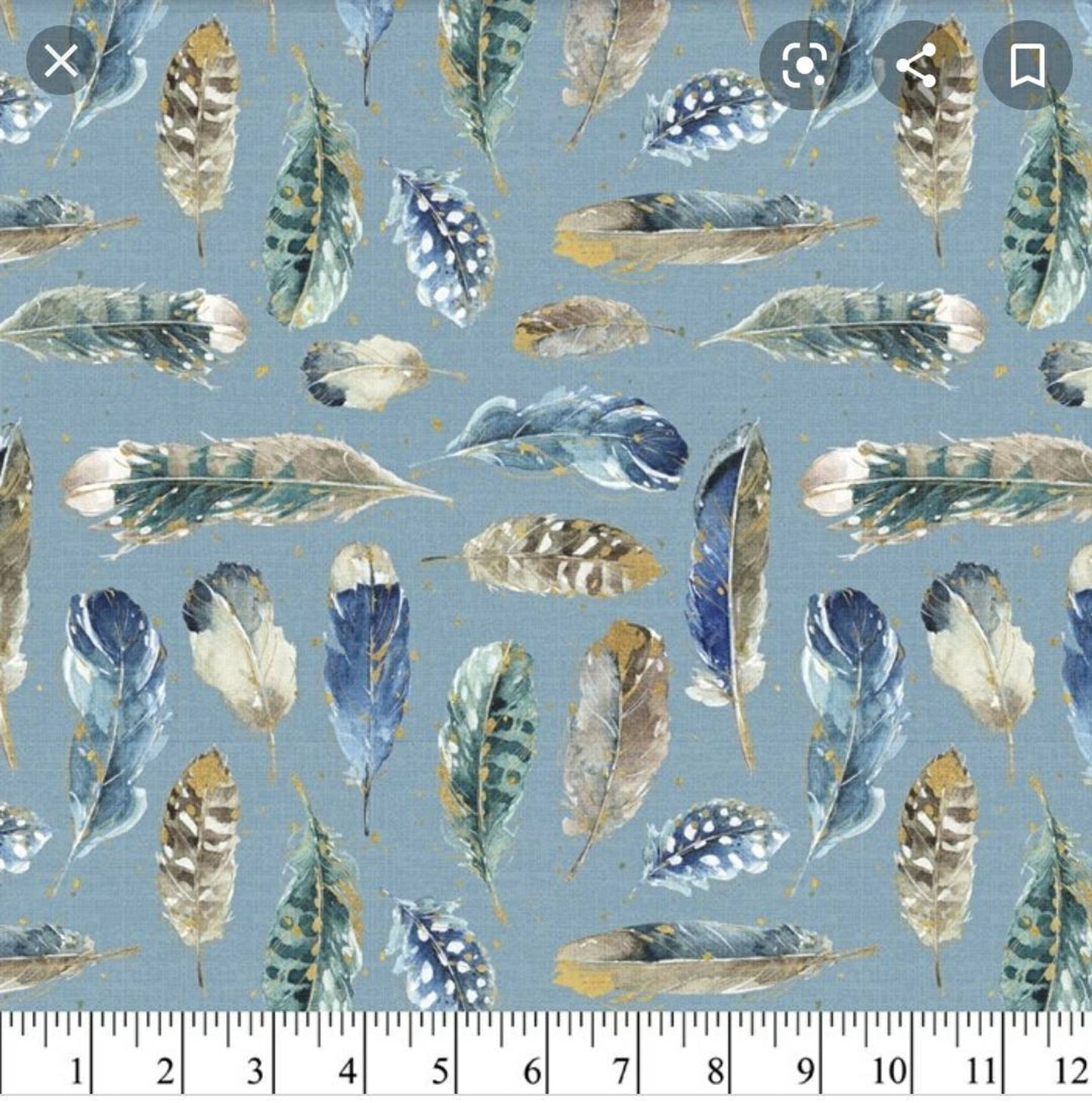 1 Yarda Plumas sobre Tela Azul