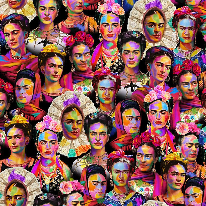 Tela de Algodón Artist Faces Frida Kahlo