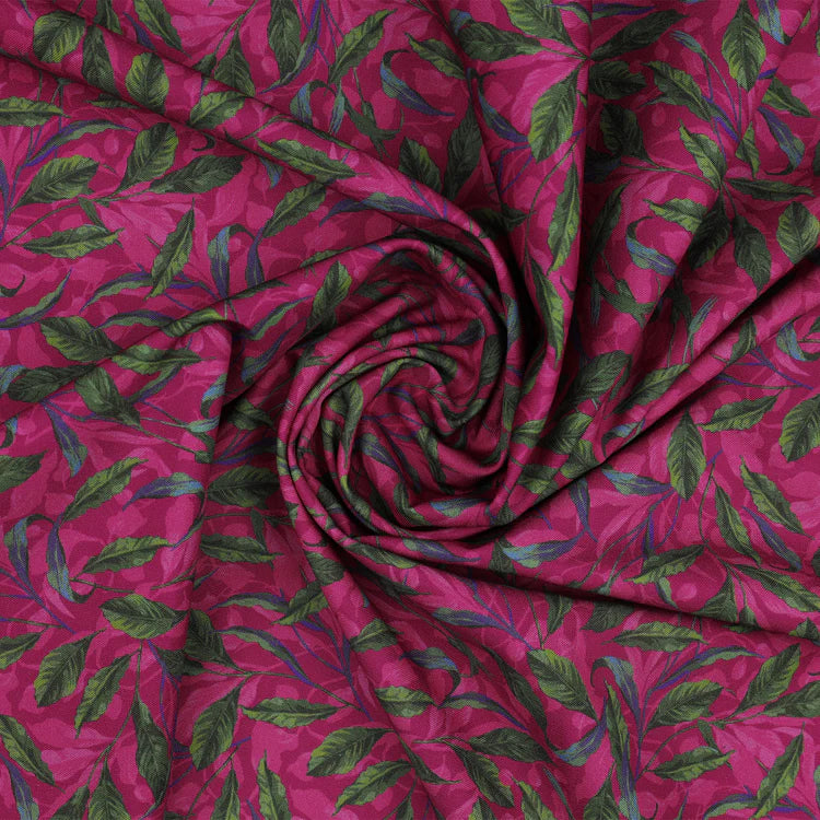 Tela de Algodón Midnight Blooms, Follaje Magenta