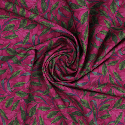 Tela de Algodón Midnight Blooms, Follaje Magenta
