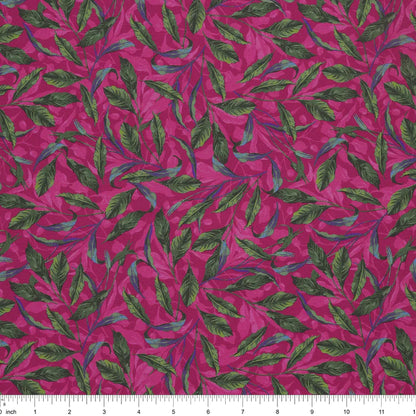 Tela de Algodón Midnight Blooms, Follaje Magenta