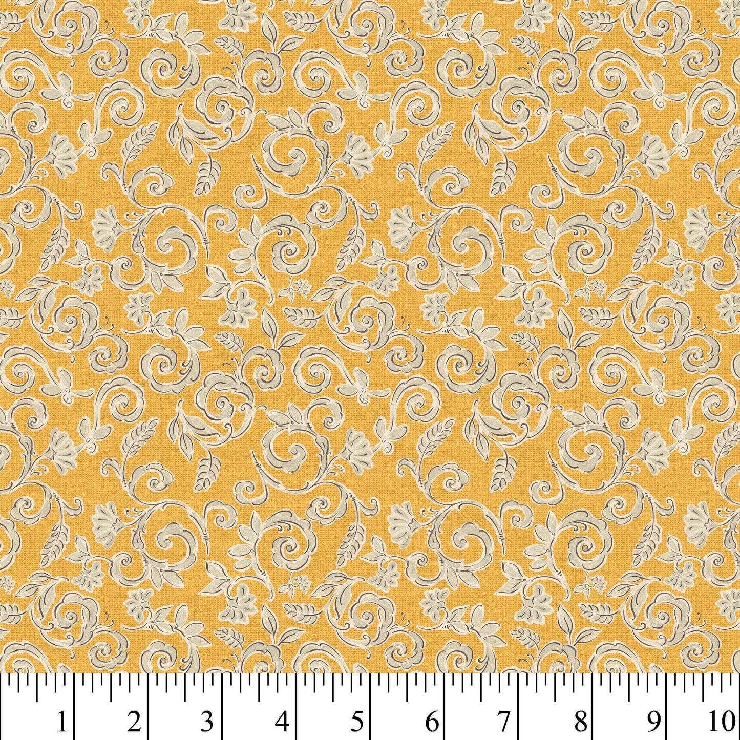 1 Yarda Morning Bloom Swirly Floral Gold