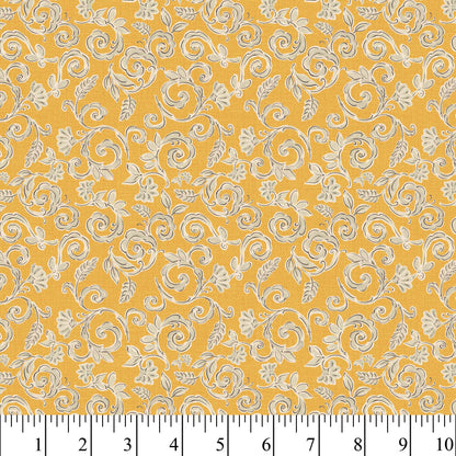 1 Yarda Morning Bloom Swirly Floral Gold