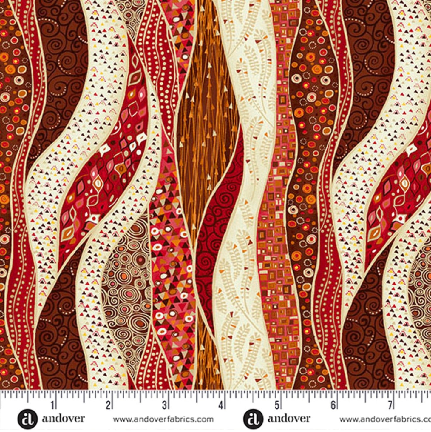 Tela de Algodón Golden Waves Rojo