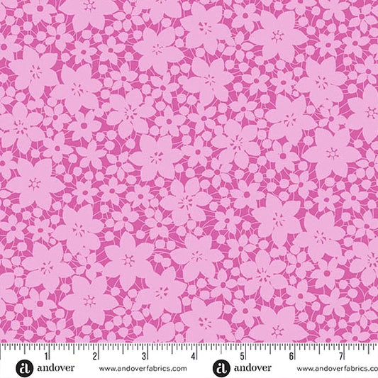 PREVENTA: Tela de Algodón Flores de Encaje Rosa