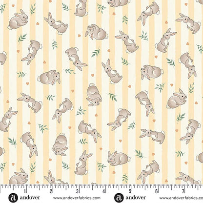 PREVENTA: Tela de Algodón Pequeñitos Conejitos Fondo Amarillo