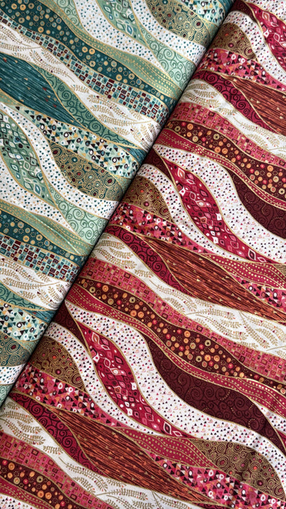 Tela de Algodón Golden Waves Rojo