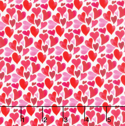 Tela de Algodón Corazones Fondo Blanco