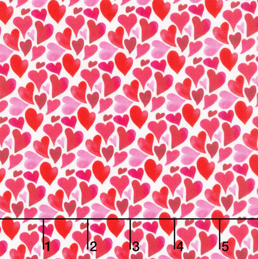 Tela de Algodón Corazones Fondo Blanco