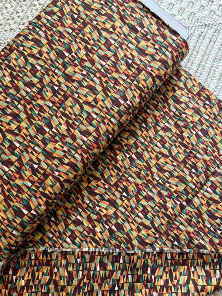 Tela de Algodón Golden Geométrico Café