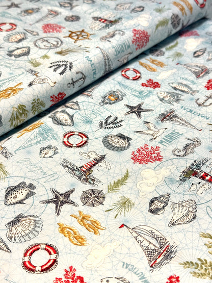 Tela de Algodón Maritime Light Azul