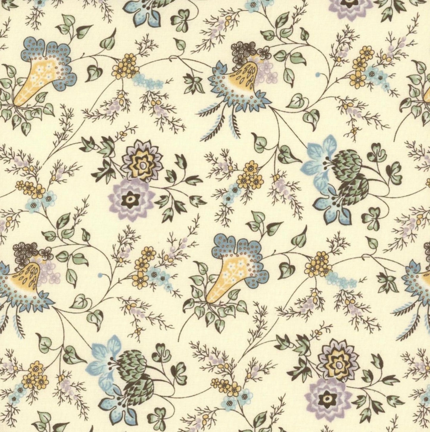 Tela de Algodón Flores Silvestres en Azul