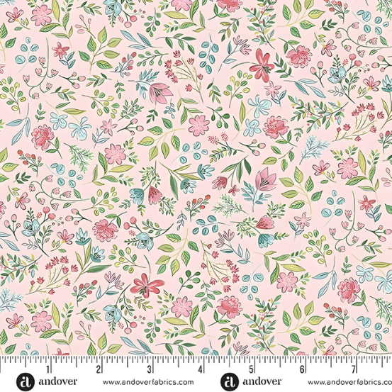 Tela de Algodón Sugar Flowers Rosa