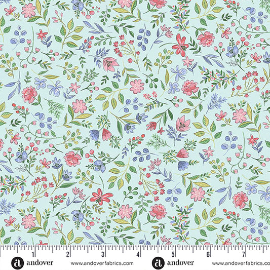 Tela de Algodón Sugar Flowers Azul