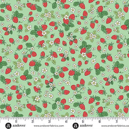 Tela de Algodón Strawberry Fizz Verde