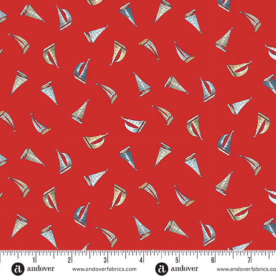Tela de Algodón Sail Away Rojo