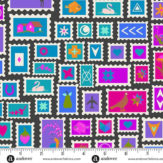 Tela de Algodón Timbres Postales