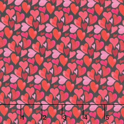Tela de Algodón Corazones Fondo Negro