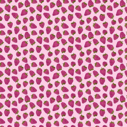 Tela de Algodón Fresas en Rosa