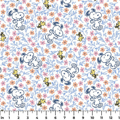 Tela de Algodón Snoopy and Woodstock Floral Frolic