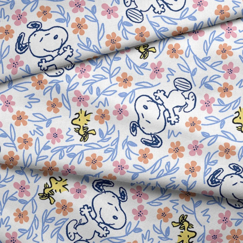 Tela de Algodón Snoopy and Woodstock Floral Frolic