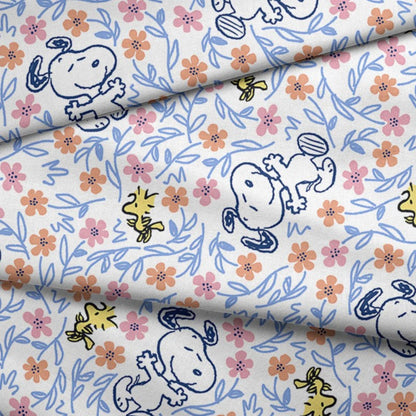 Tela de Algodón Snoopy and Woodstock Floral Frolic