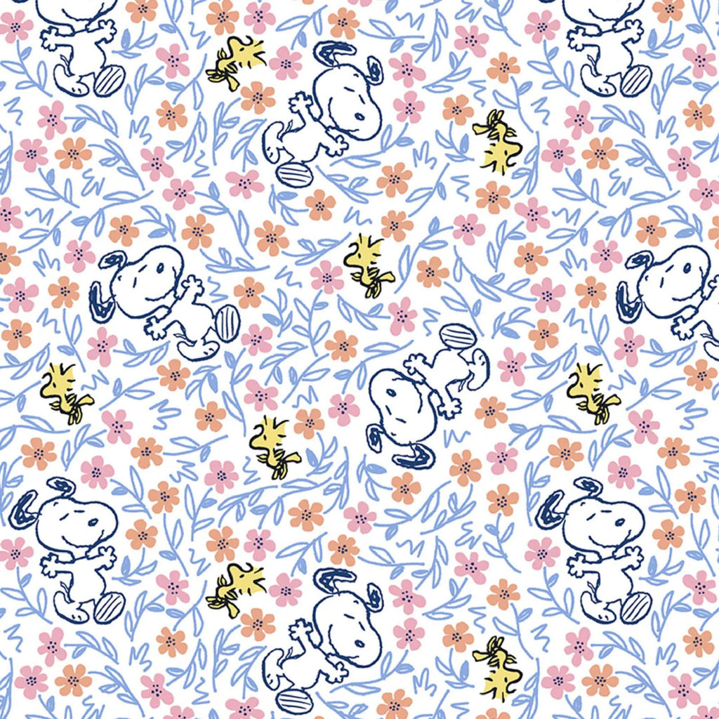Tela de Algodón Snoopy and Woodstock Floral Frolic