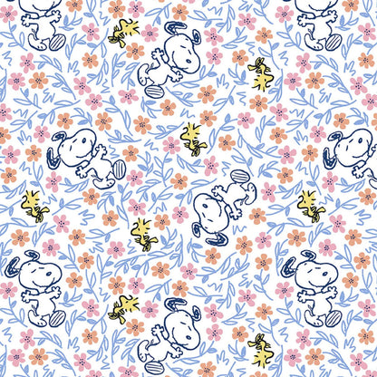 Tela de Algodón Snoopy and Woodstock Floral Frolic