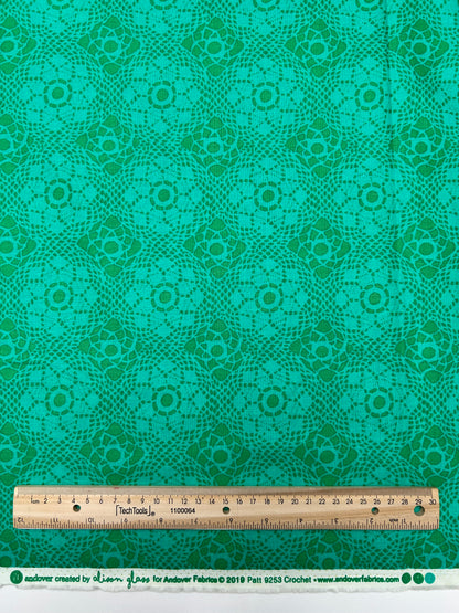 Tela de Algodón Estampado tipo Crochet Verde