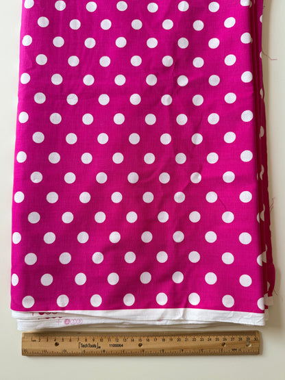 Tela de Algodón Puntos Medianos Hot Pink