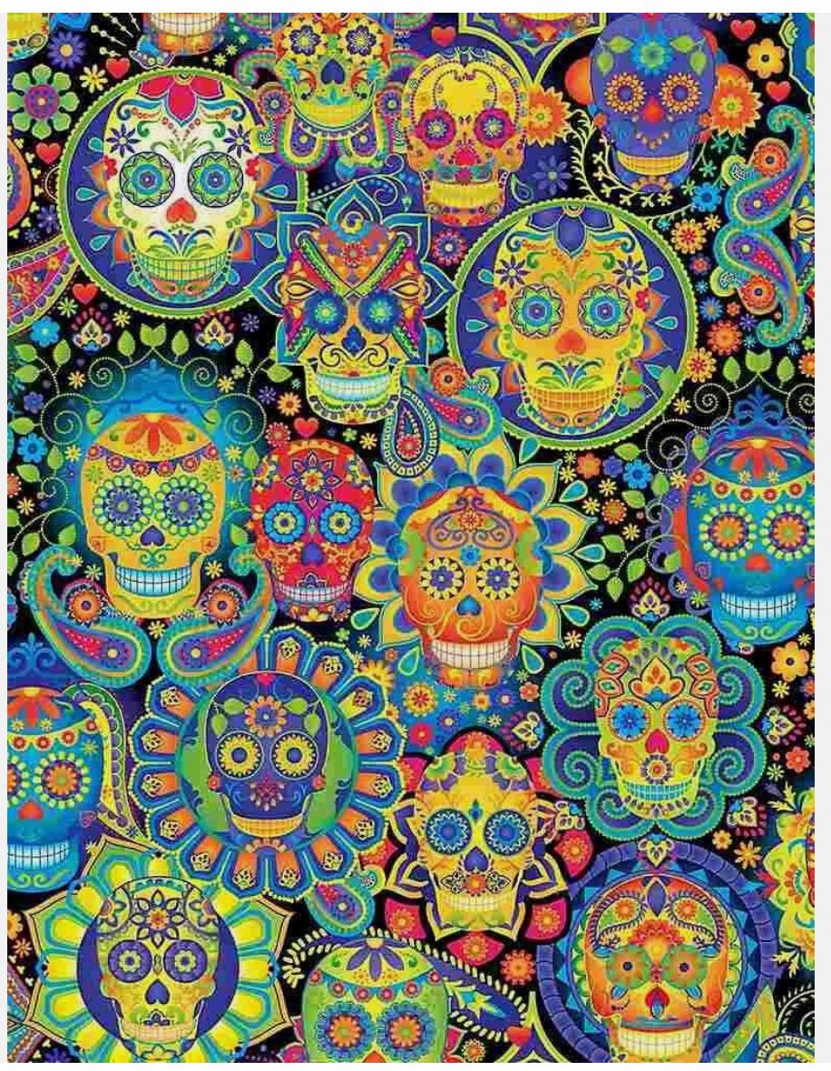 Tela de Algodón Calaveras de Azúcar