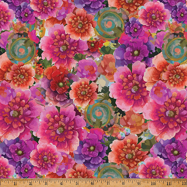 Tela de Algodón Flor Caprichosa Fucsia