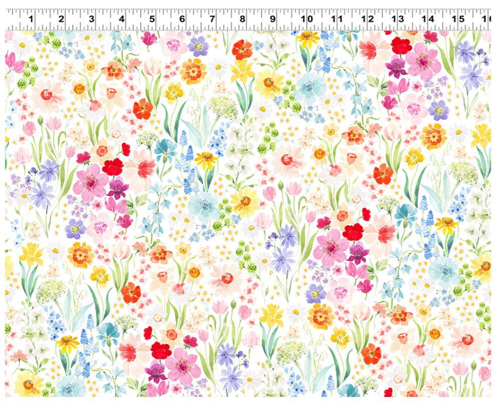 Tela de Algodón Spring Cheer Digital Jardín Multicolor