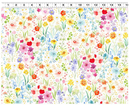 Tela de Algodón Spring Cheer Digital Jardín Multicolor