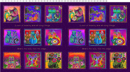 Tela de Algodón Fantasticats Digital Bloques Morado Oscuro y Dorado Metálico