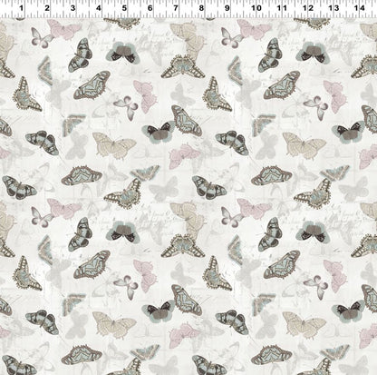 Tela de Algodón Harmony Digital Mariposas Gris Peltre