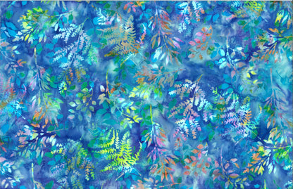 Tela de Algodón Batik Ramas con Hojas - Sirena