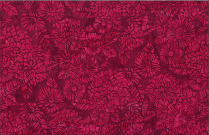Tela de Algodón Batik Estampado Tipo Xilografía - Terciopelo Rojo
