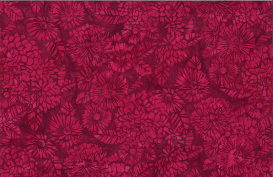Tela de Algodón Batik Estampado Tipo Xilografía - Terciopelo Rojo