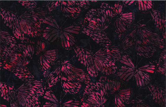 Tela de Algodón Batik Mariposas Grandes - Fucsia Profundo