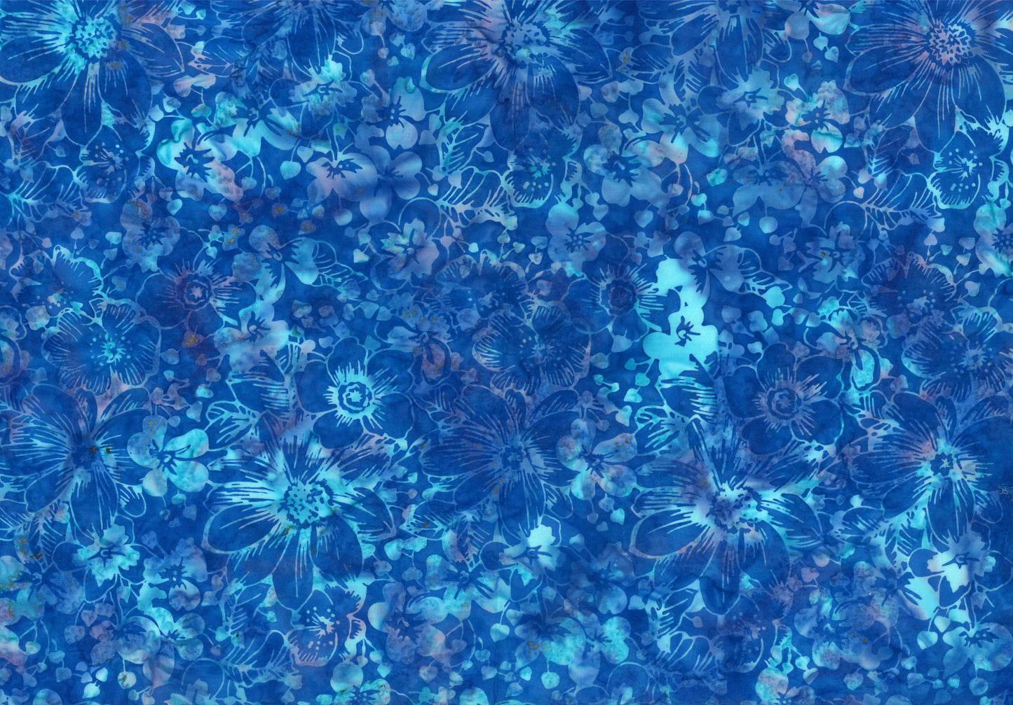 Tela de Algodón Batik Floral Tupido - Azul Zafiro