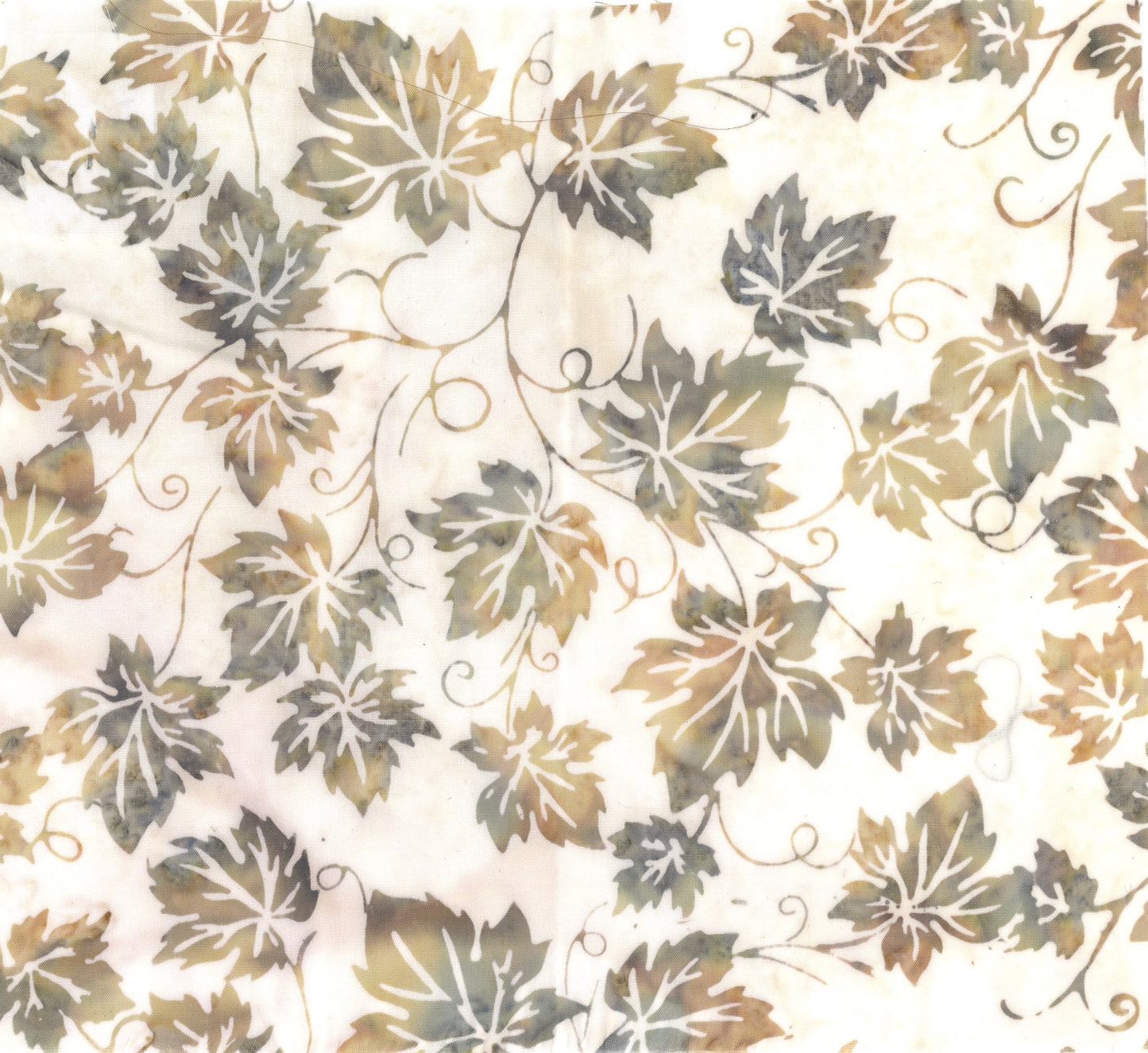 Tela de Algodón Batik Hojas de Uva en Remolino - Beige