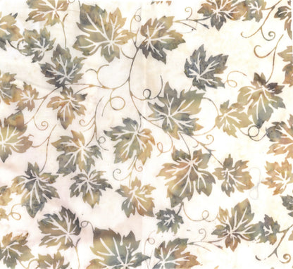 Tela de Algodón Batik Hojas de Uva en Remolino - Beige