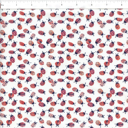 Tela de Algodón Mariquitas en Blanco