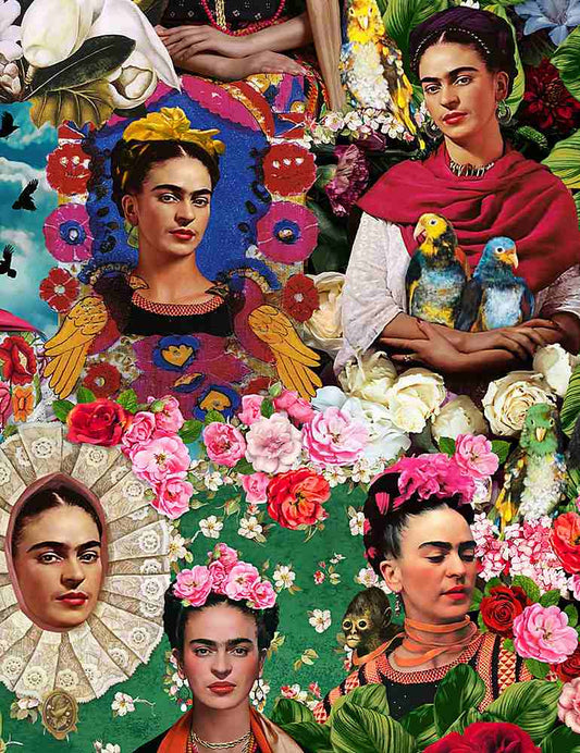 Tela de Algodón Collage de Porta-retratos Frida Kahlo