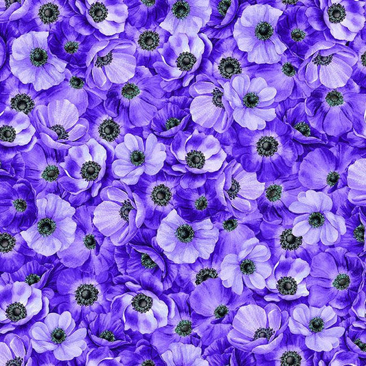 Tela de Algodón Anemones Morado