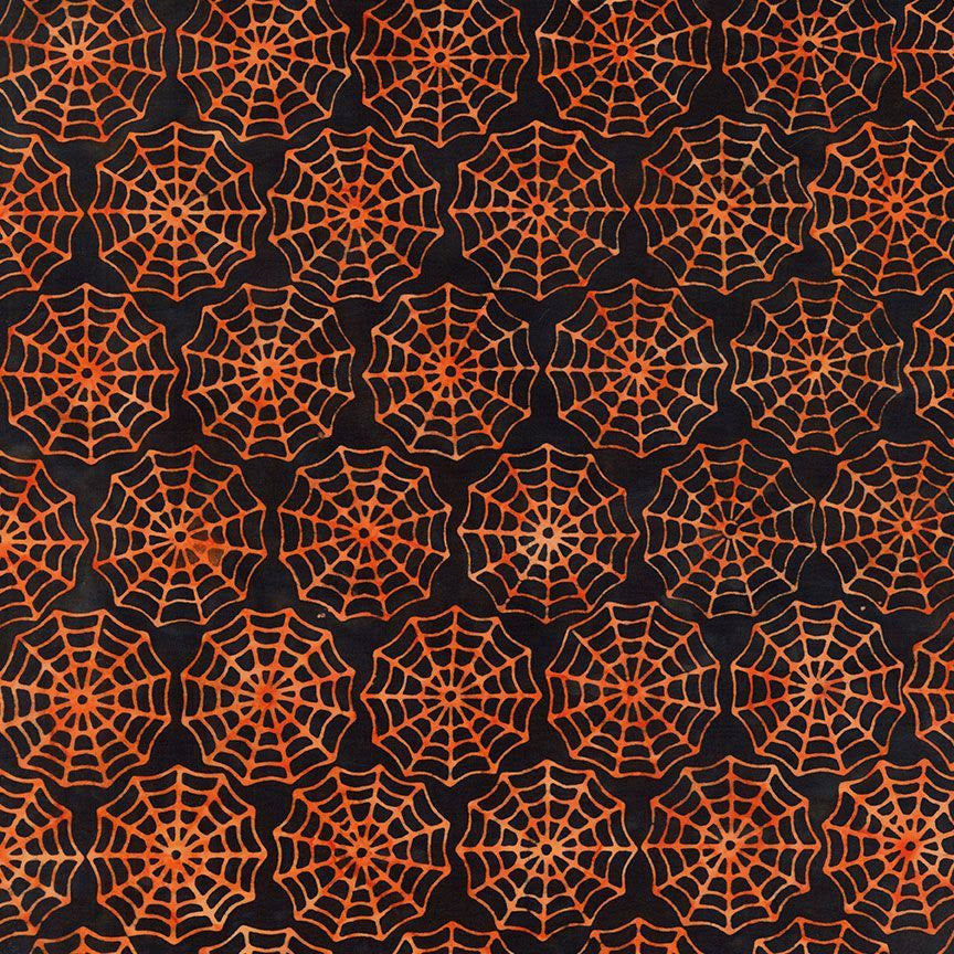 Tela de Algodón Batik Telarañas Naranja